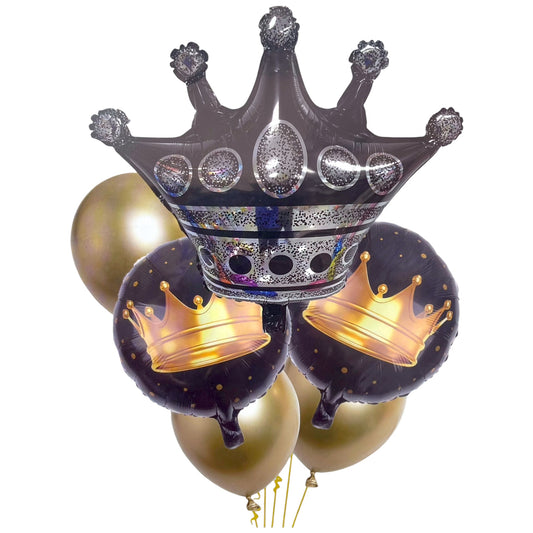 Kit Ballons Couronne Royale – Noir & Doré