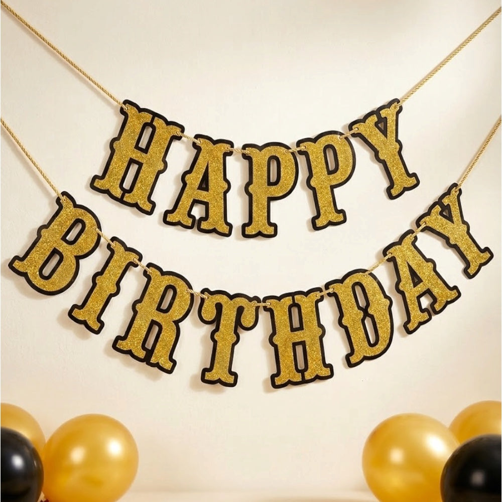 Guirlande Happy Birthday - Doré Pailletée
