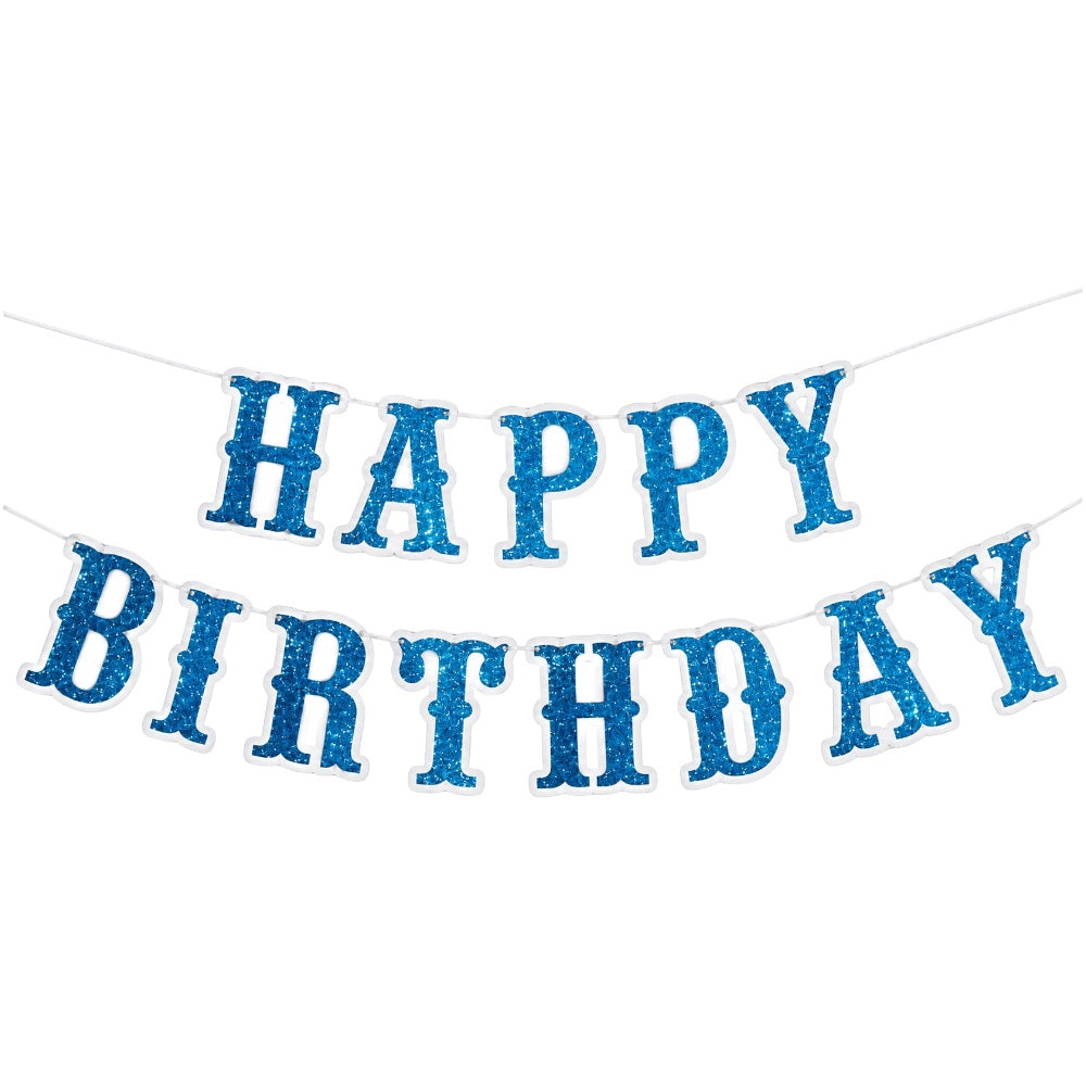 Guirlande Happy Birthday - Bleu Pailletée