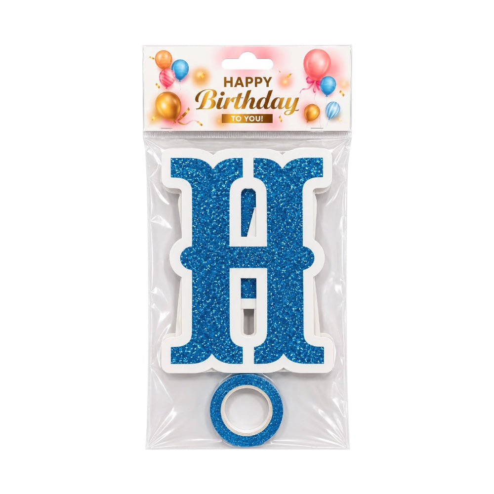 Guirlande Happy Birthday - Bleu Pailletée