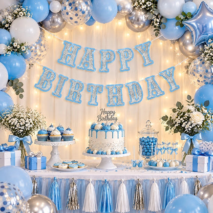 Guirlande Happy Birthday - Argenté Pailletée