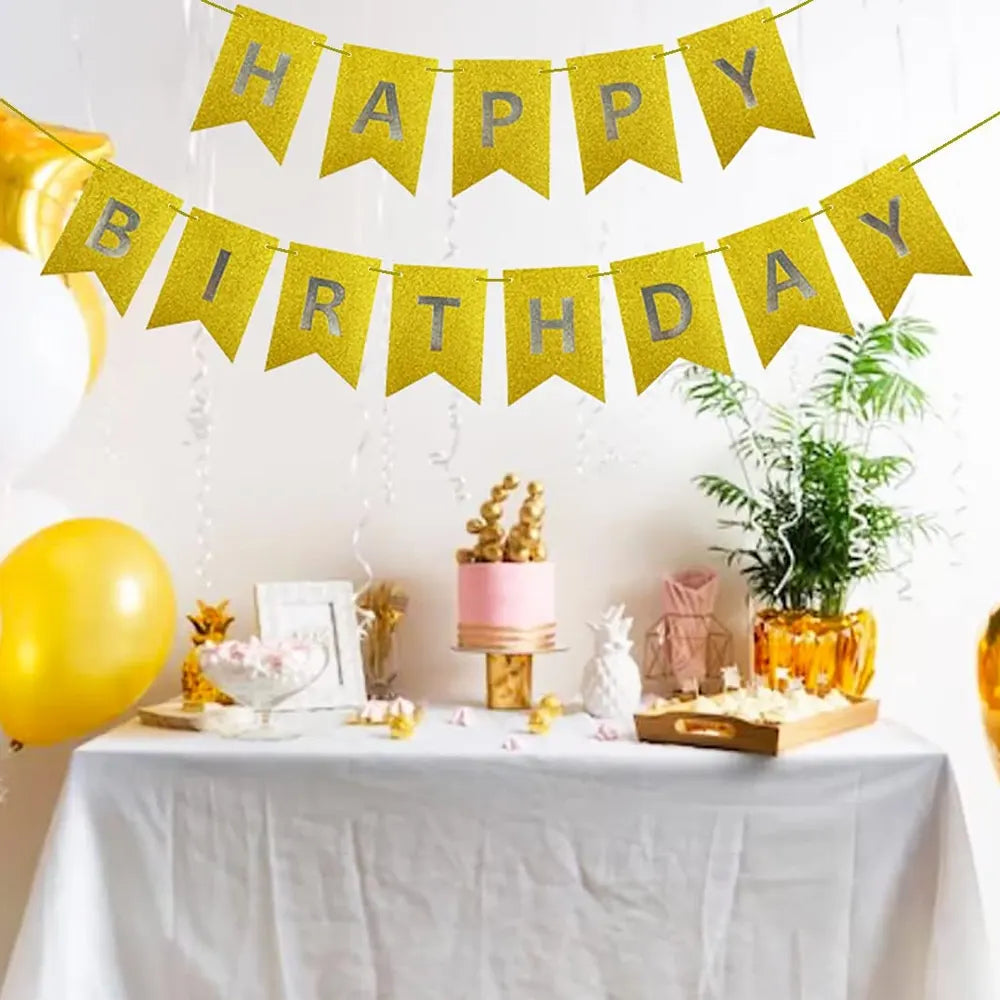 Guirlande Happy Birthday - Dorée pailletée