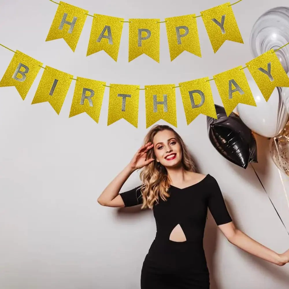 Guirlande Happy Birthday - Dorée pailletée