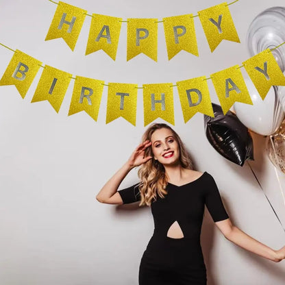 Guirlande Happy Birthday - Dorée pailletée