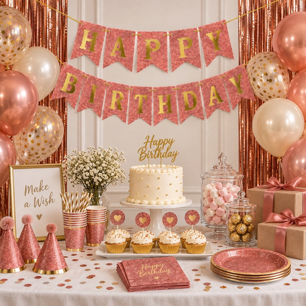 Guirlande Happy Birthday - Rose gold