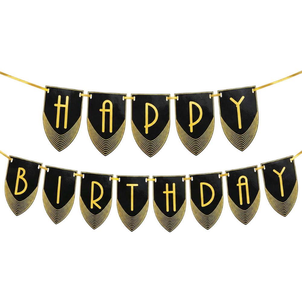 Guirlande Happy Birthday - Noir & Doré