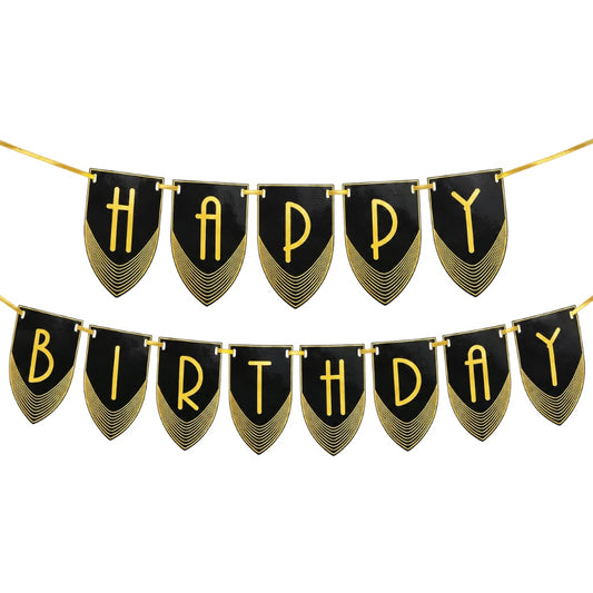 Guirlande Happy Birthday - Noir & Doré