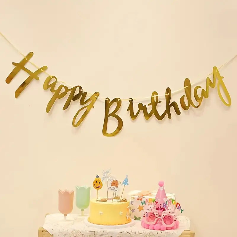 Guirlande Happy Birthday - Doré métallisé