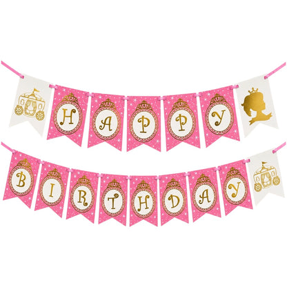 Guirlande Happy Birthday Princesse - Rose