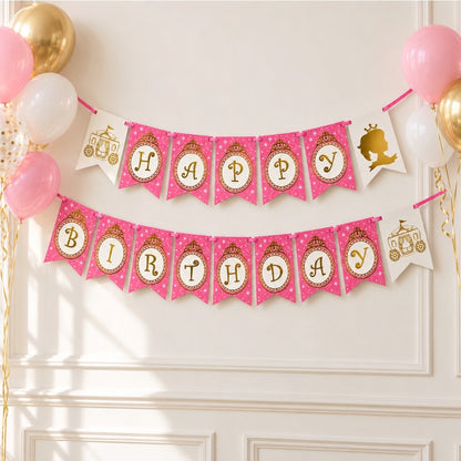 Guirlande Happy Birthday Princesse - Rose