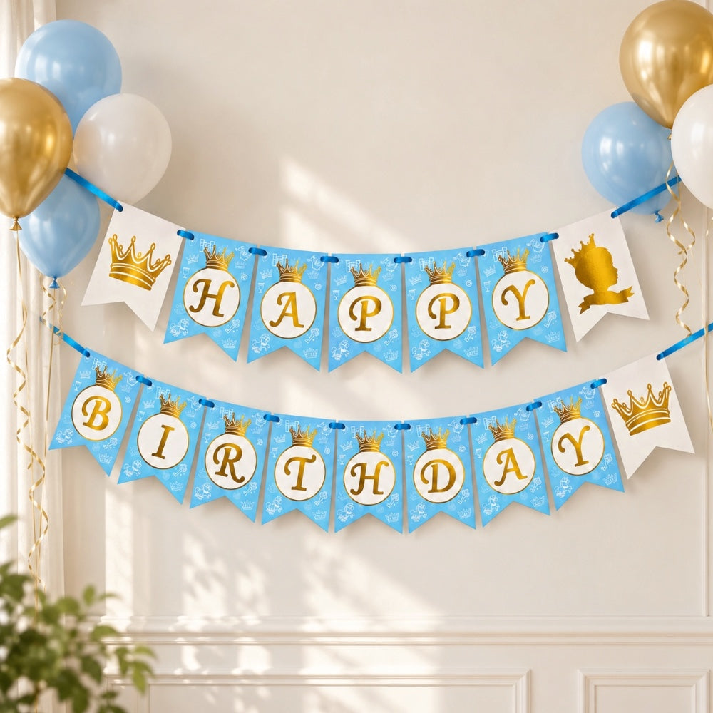 Guirlande Happy Birthday Prince - Bleu