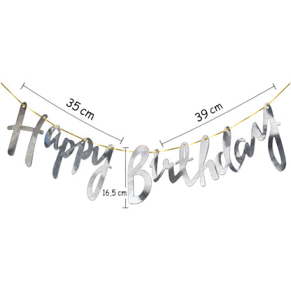 Guirlande Happy Birthday - Argenté Métallisée