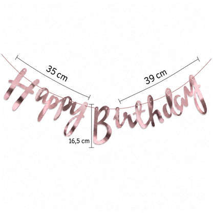 Guirlande Happy Birthday - Rose Gold Métallisée