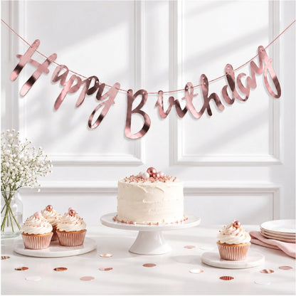 Guirlande Happy Birthday - Rose Gold Métallisée