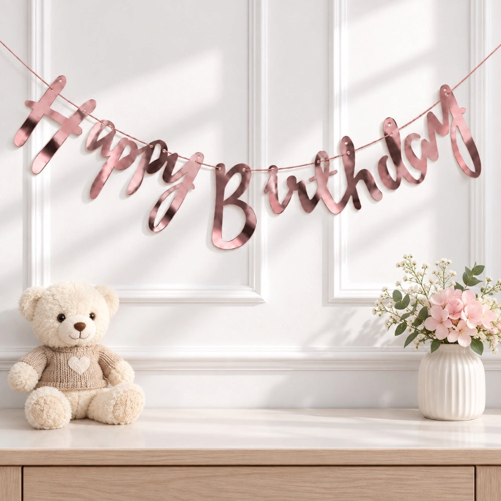 Guirlande Happy Birthday - Rose Gold Métallisée