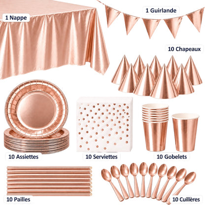 Pack Vaisselle Anniversaire - Rose Gold