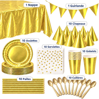 Pack Vaisselle Anniversaire - Doré