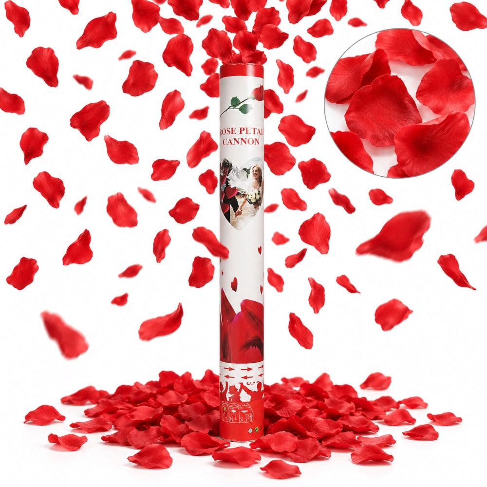Canon à pétales de rose rouges