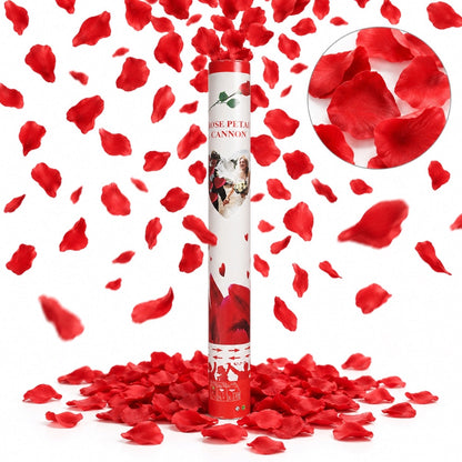 Canon à pétales de rose rouges