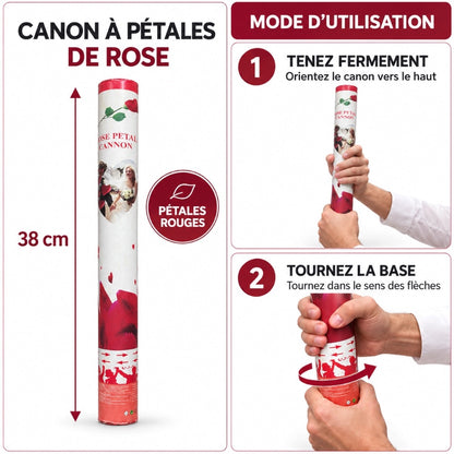 Canon à pétales de rose rouges