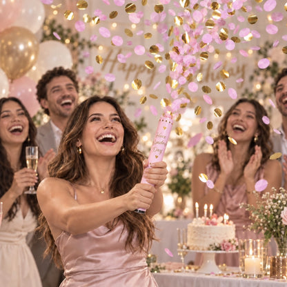 Canon à confettis Rose et Doré