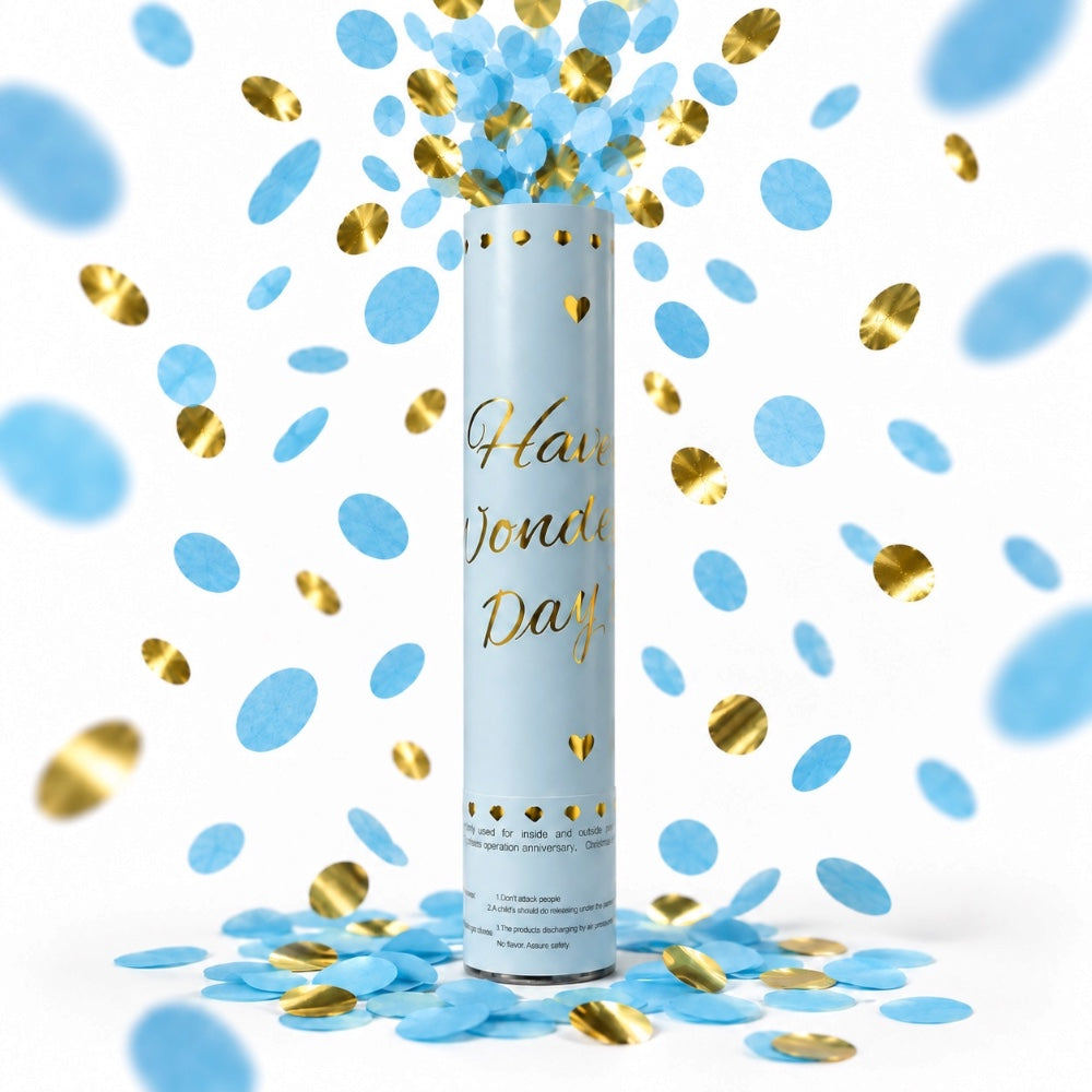 Canon à confettis Bleu et Doré