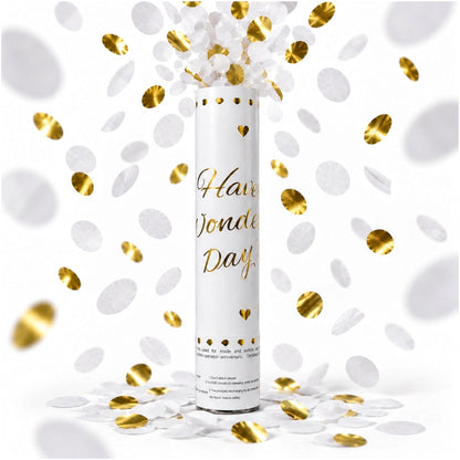 Canon à confettis Blanc et Doré