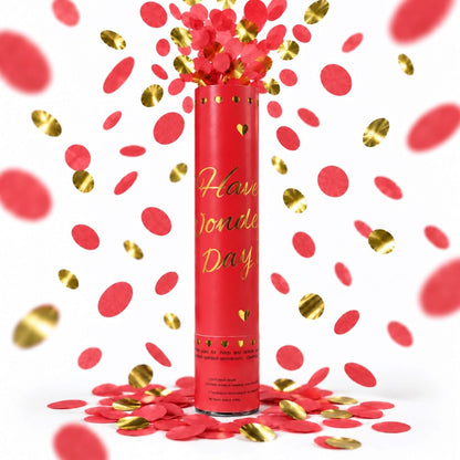 Canon à confettis Rouge et Doré
