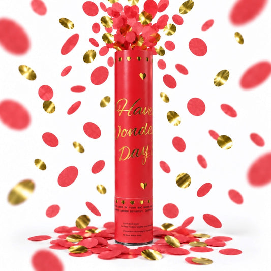 Canon à confettis Rouge et Doré