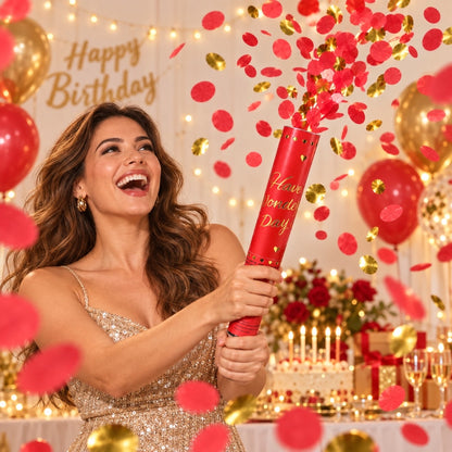 Canon à confettis Rouge et Doré