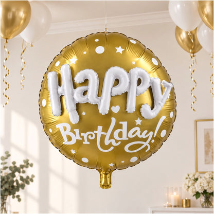 Ballon Happy Birthday 3D Doré
