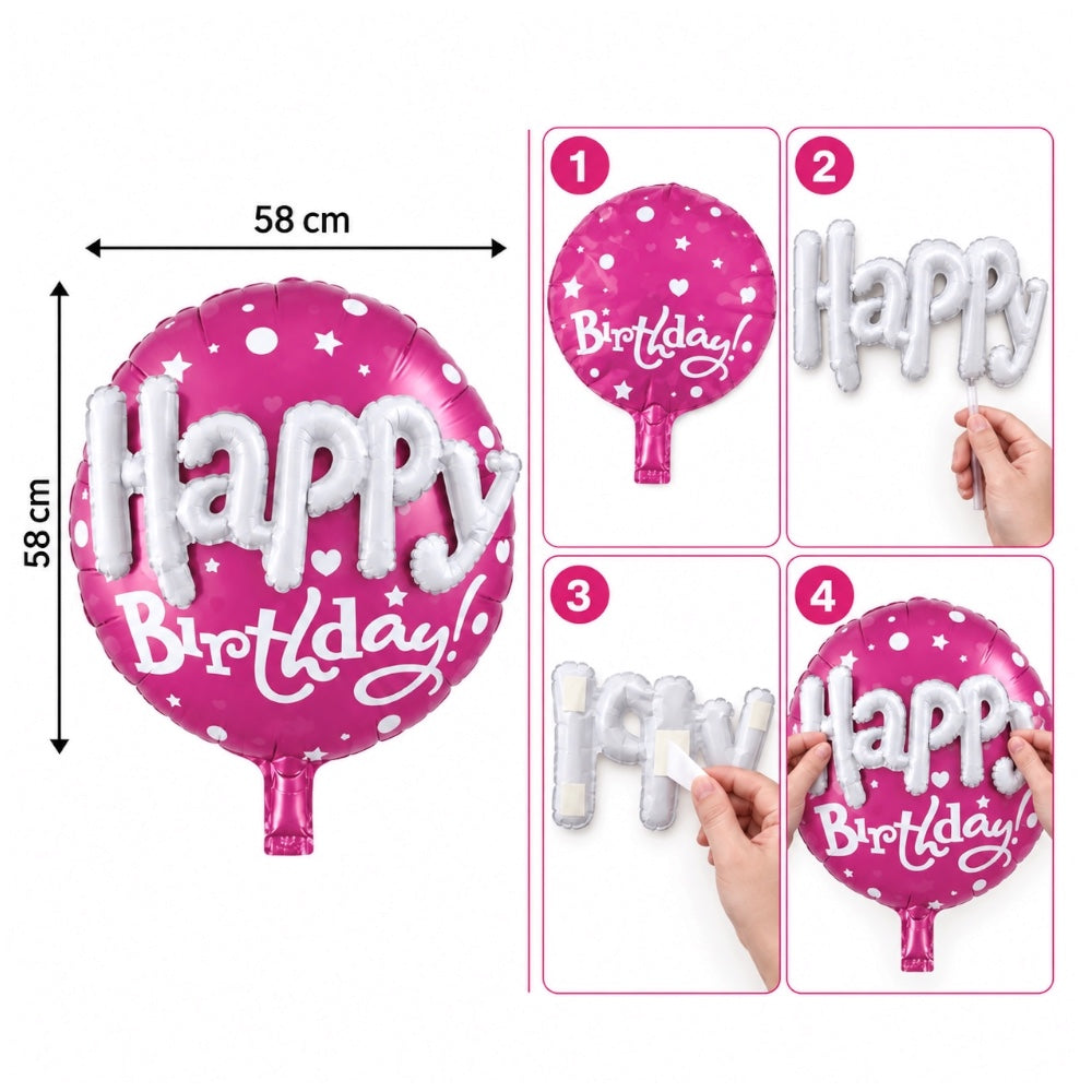 Ballon Happy Birthday 3D Rose