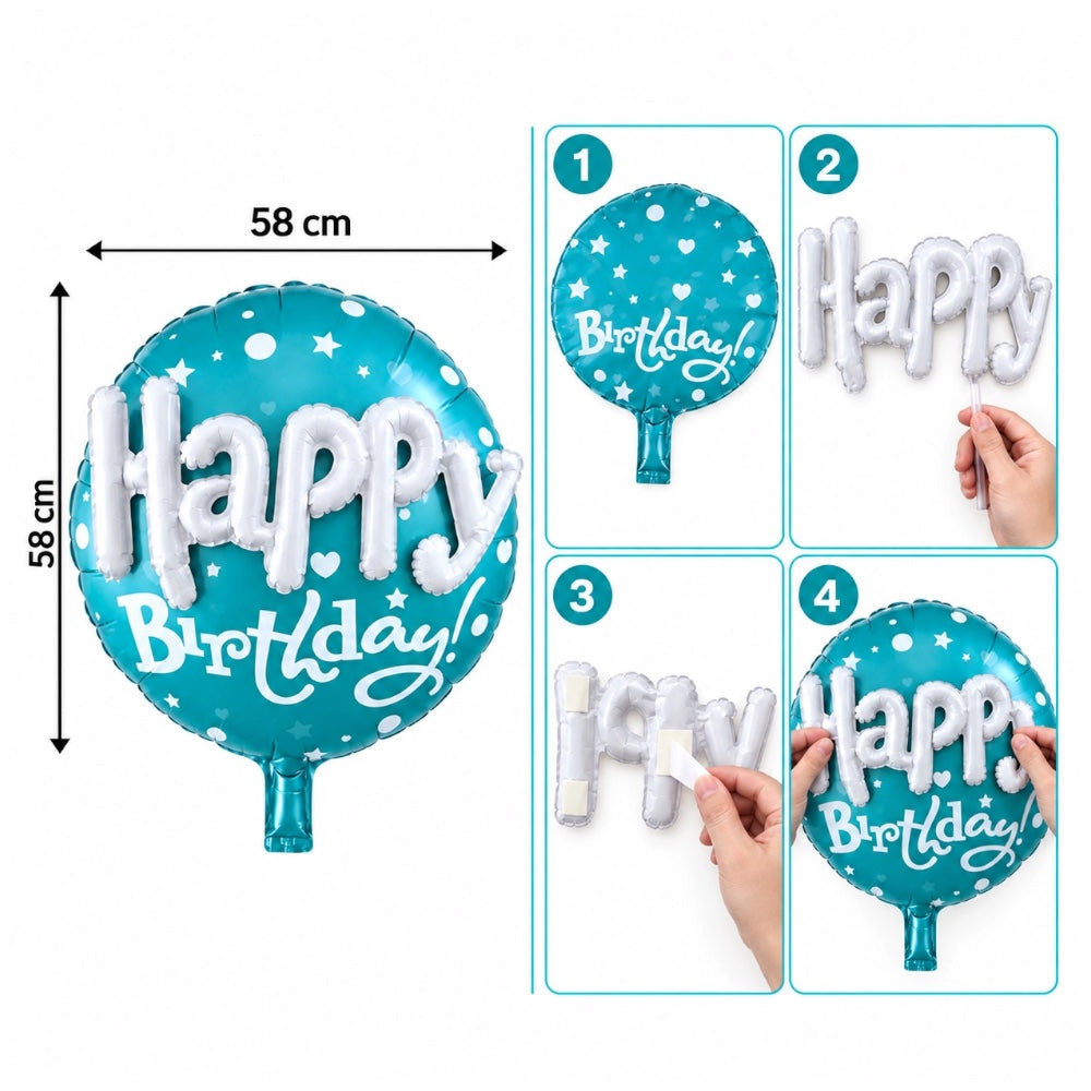 Ballon Happy Birthday 3D Bleu
