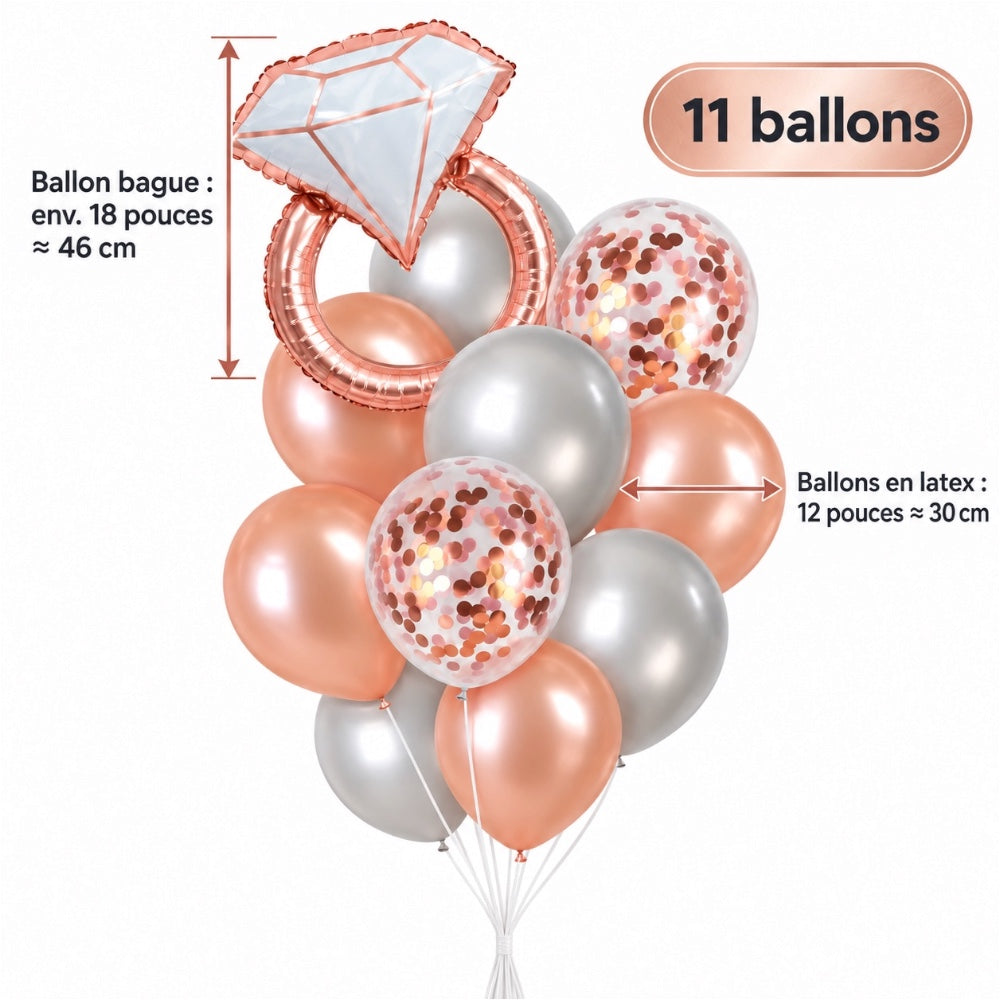 Pack de 11 Ballons Bague Rose Gold
