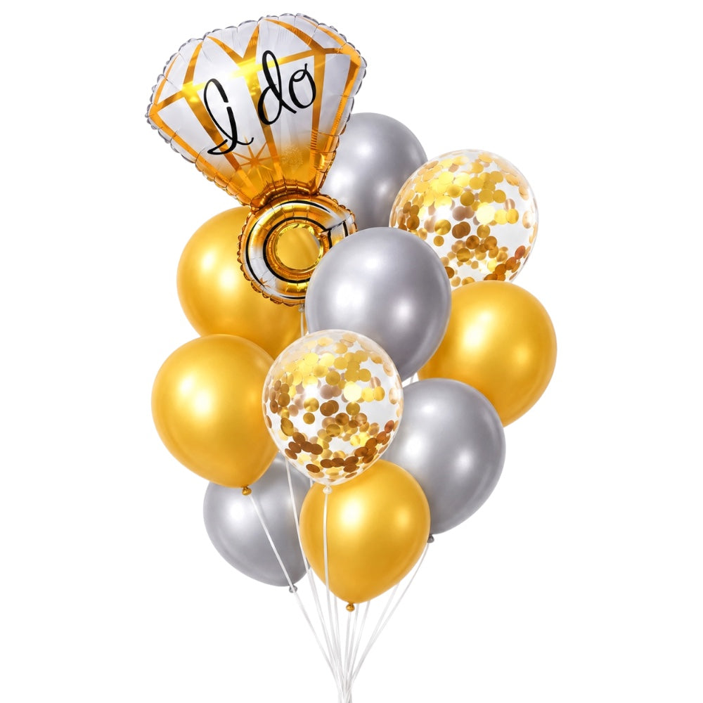 Pack de 11 Ballons Bague I Do Doré et Argenté