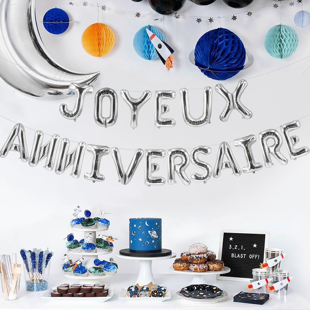 Guirlande Ballons Joyeux Anniversaire Argentée