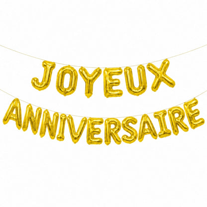 Guirlande Ballons Joyeux Anniversaire Dorée