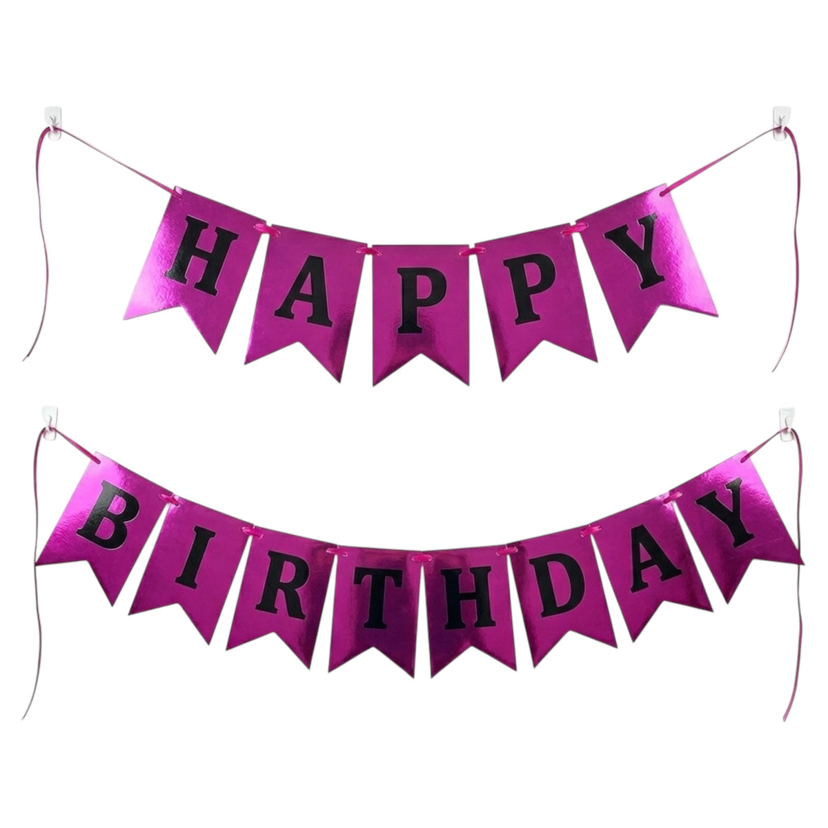Bannière Happy Birthday Fuchsia Métallisé