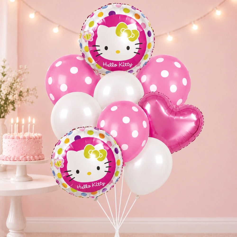 Pack de 9 Ballons Hello Kitty – Rose et Blanc