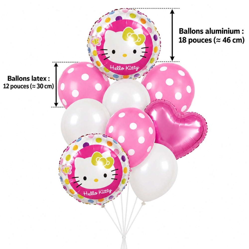 Pack de 9 Ballons Hello Kitty – Rose et Blanc