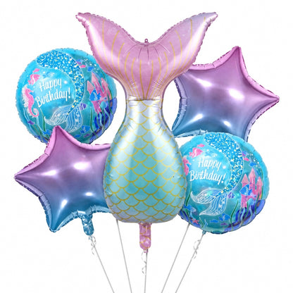 Pack de 5 Ballons Sirène – Bleu et Rose