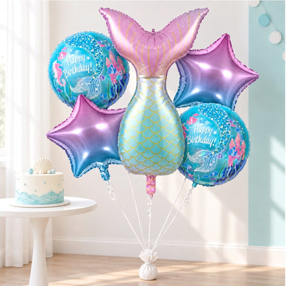 Pack de 5 Ballons Sirène – Bleu et Rose