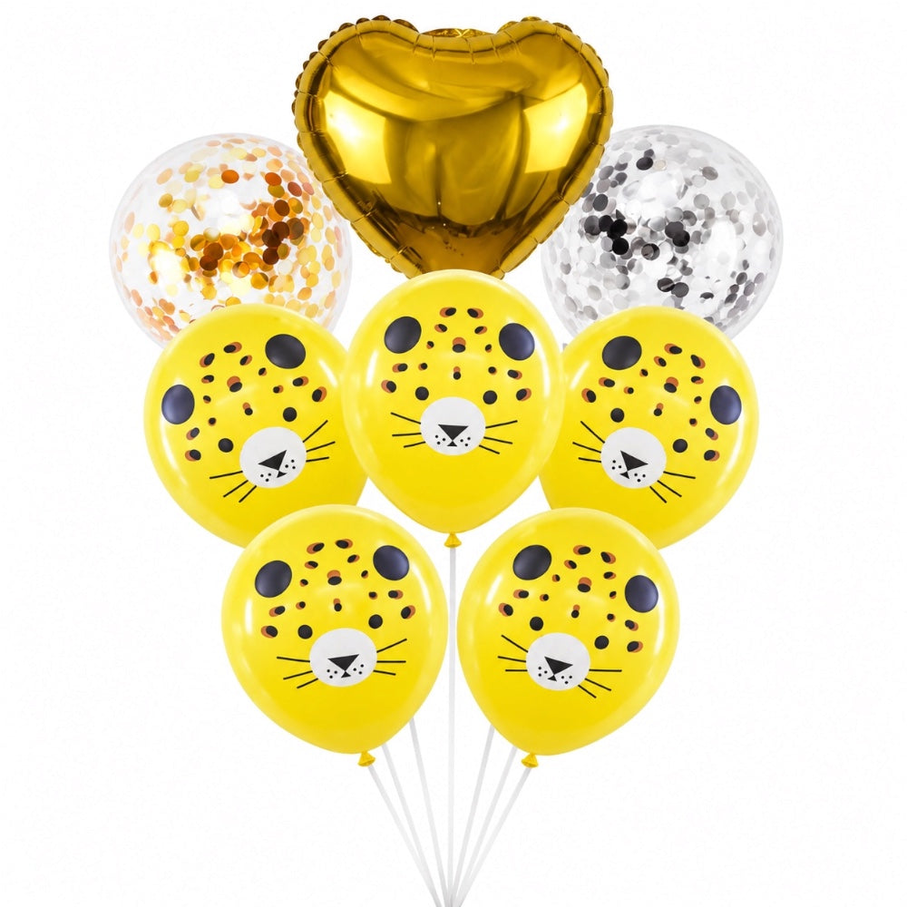 Pack de 8 Ballons Léopard - Doré