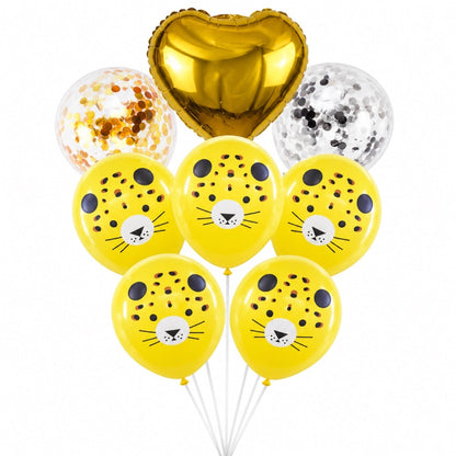 Pack de 8 Ballons Léopard - Doré