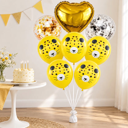 Pack de 8 Ballons Léopard - Doré
