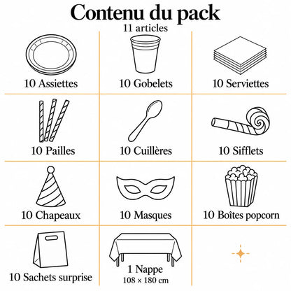 Pack Vaisselle Anniversaire Minions - 101 pièces