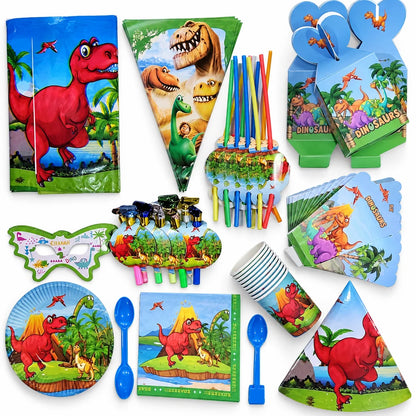 Pack Vaisselle Anniversaire Dinosaures - 102 Pièces