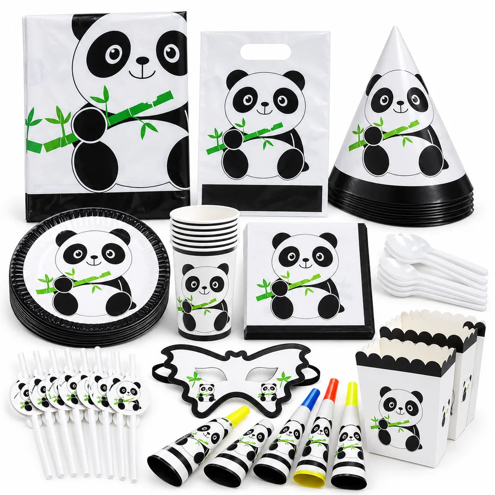 Pack Vaisselle Anniversaire Panda - 101 Pièces