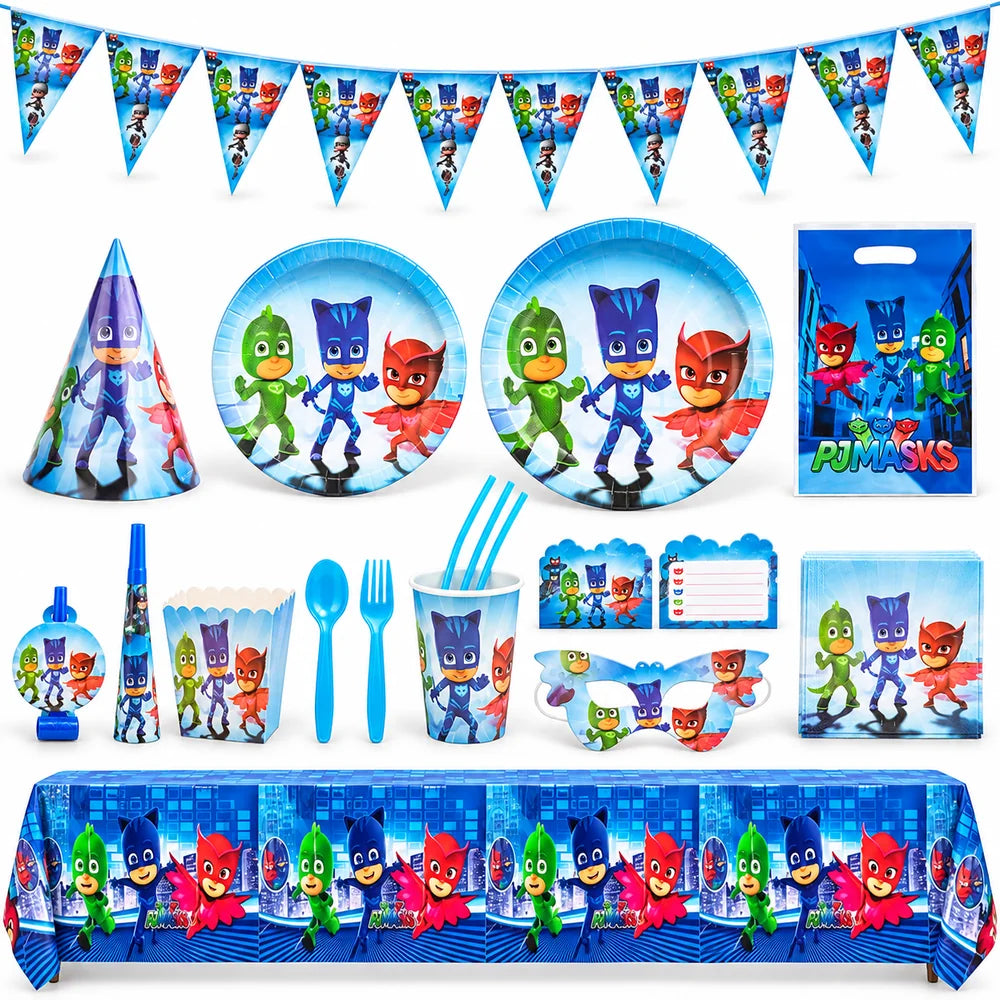 Pack Vaisselle Anniversaire PJ Masks - 101 Pièces