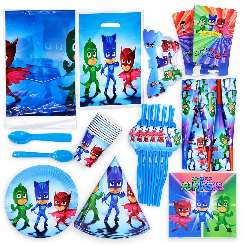 Pack Vaisselle Anniversaire PJ Masks - 101 Pièces